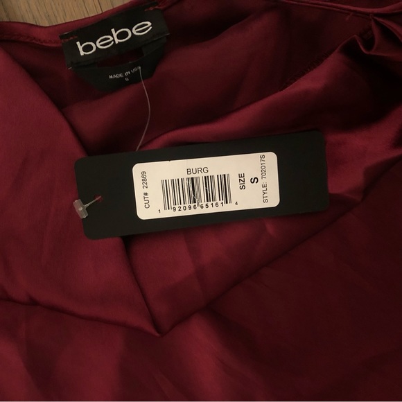 Bebe Solid Satin Bias Camisole - Burgundy - Size S - Picture 3 of 6